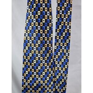 Vtg  Pierre Cardin NECKTIE Geometric 100% Silk  Blue Gold Blk